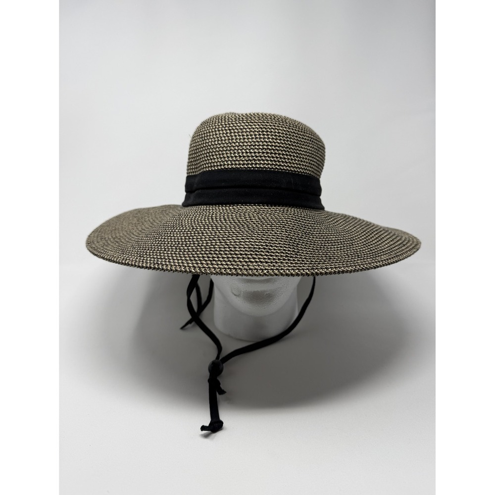 Solar Escape Sun Hat Women's One Size Beige Wide Brim Chin Strap Summer Travel